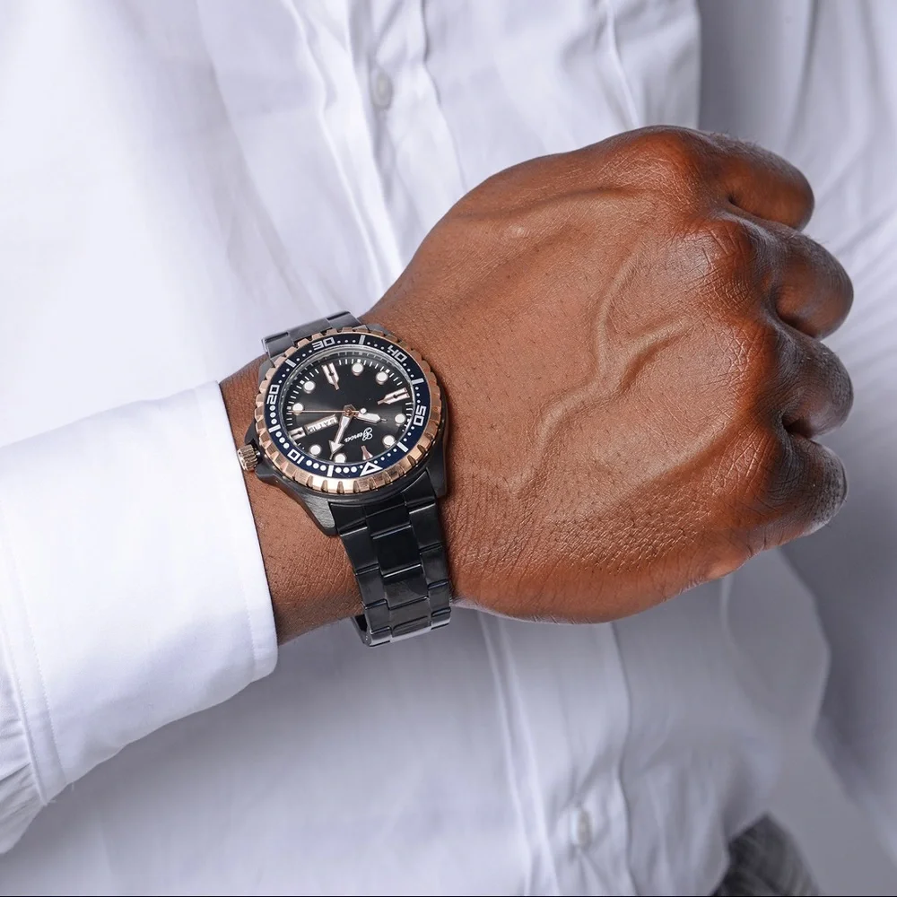 Genoa ION Plated Black Stainless Steel Watch